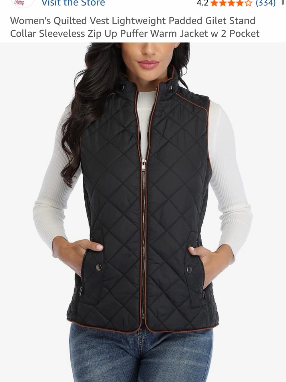 Quilted Sleeveless Puffer Vest - Black